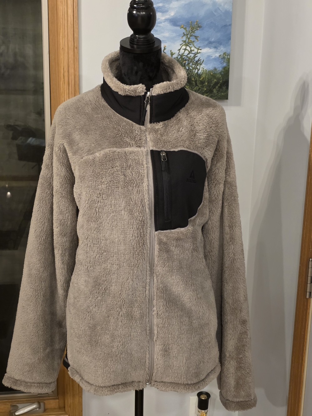 Ascend Heavy-Duty Sherpa Jacket-Black & Taupe- Women's XL